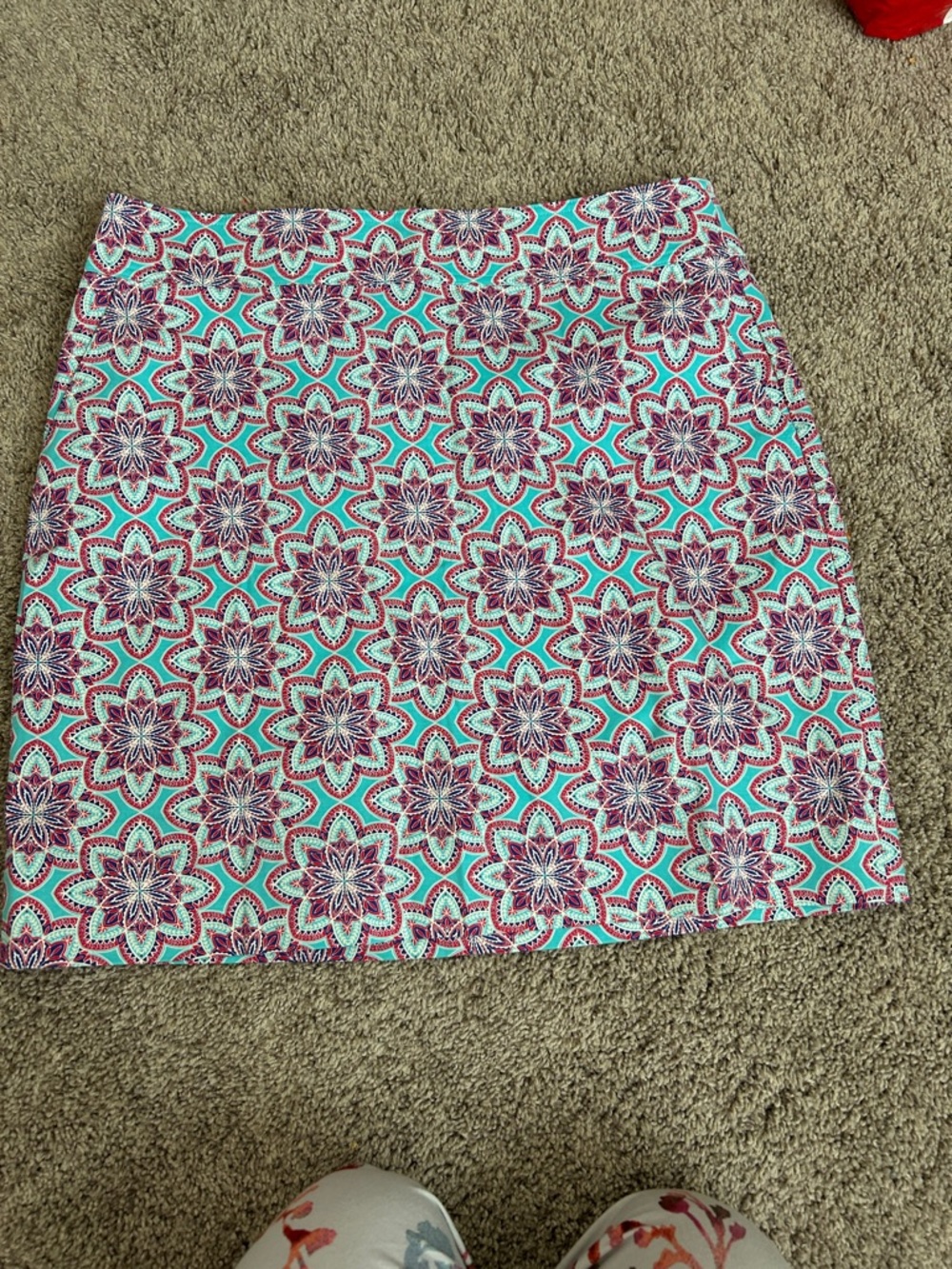 Talbots Floral Mosaic Mini Skirt - Aqua & Magenta